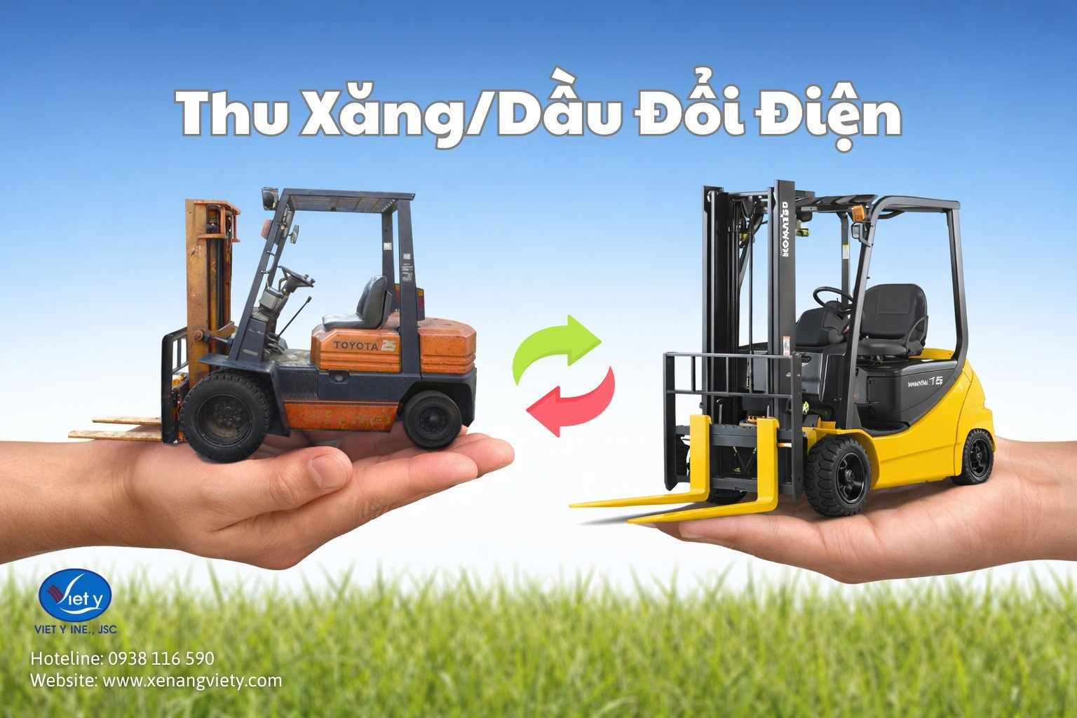Đổi xe nâng dầu/ xăng sang xe nâng điện